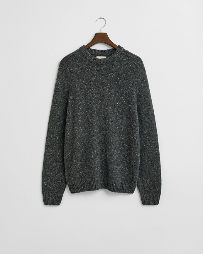 WOOL BLEND NEPS C-NECK-CHARCOAL MELANGE