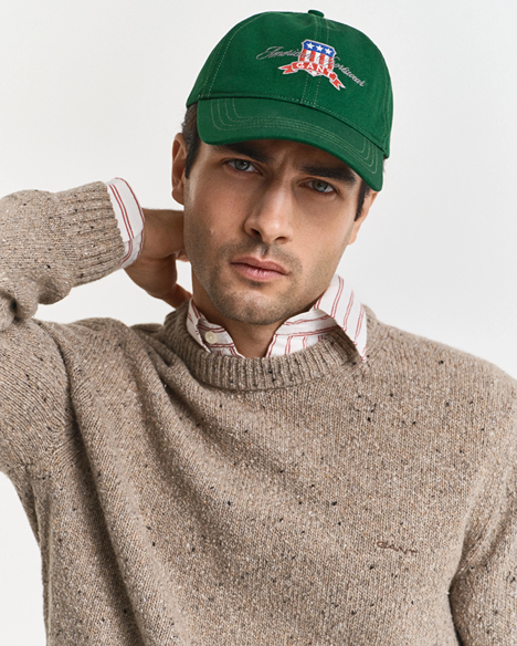 WOOL BLEND NEPS C-NECK-DK SAND MELANGE