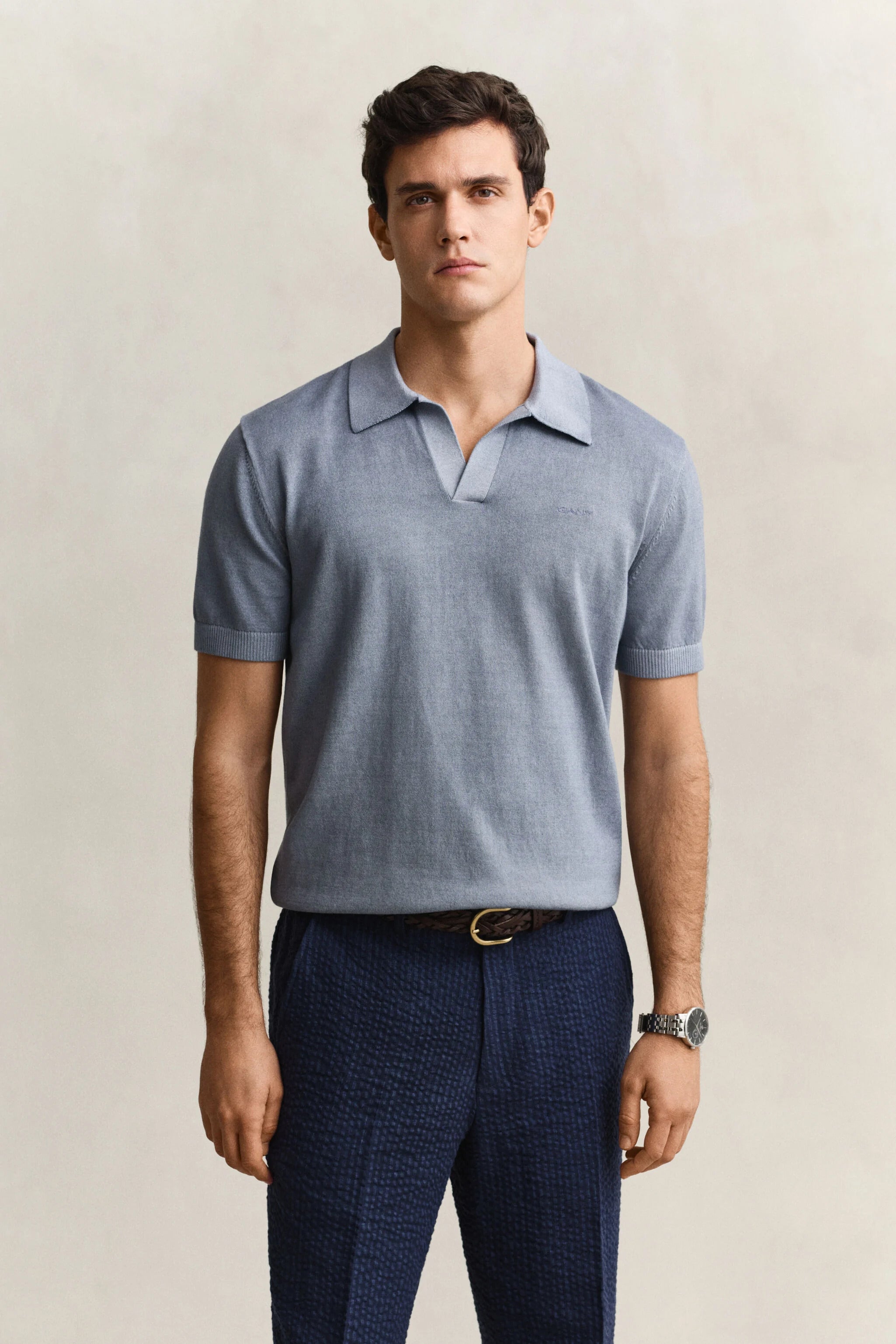SUNFADED SS POLO-SKYBLUE