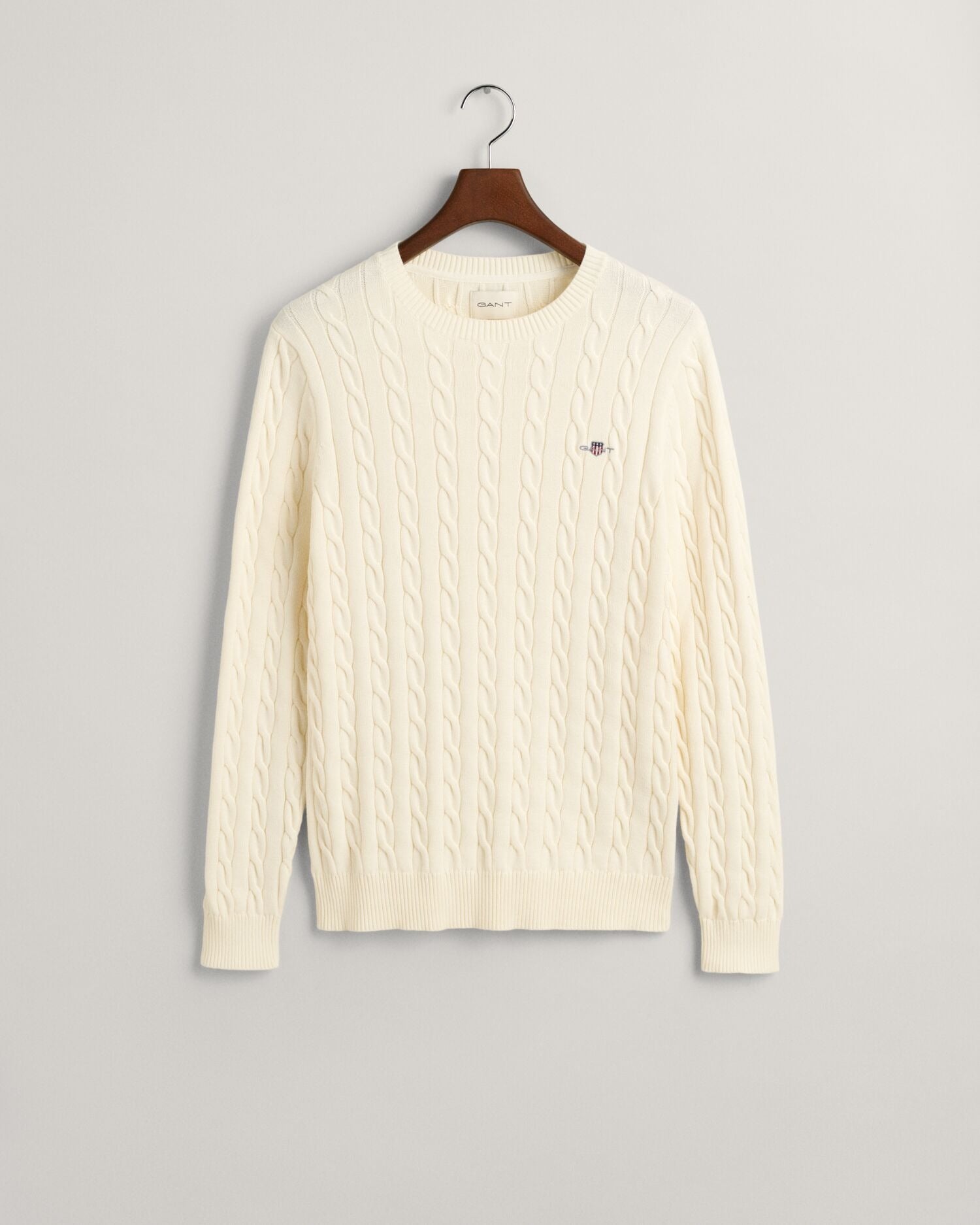 COTTON CABLE C-NECK-CREAM