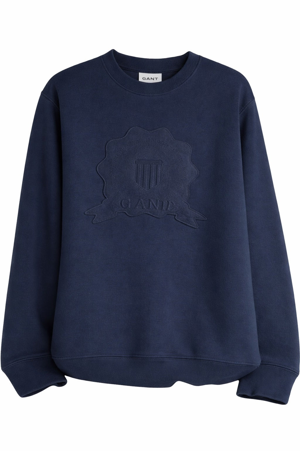 EMBROIDERED BADGE C-NECK-EVENING BLUE