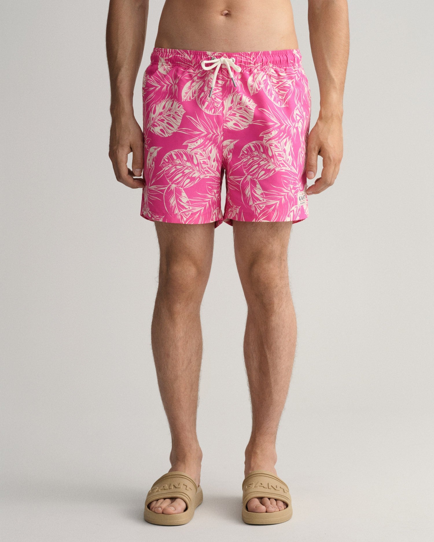 CF TROPICAL LEAVES PRINT SW SHORTS-PERKY PINK