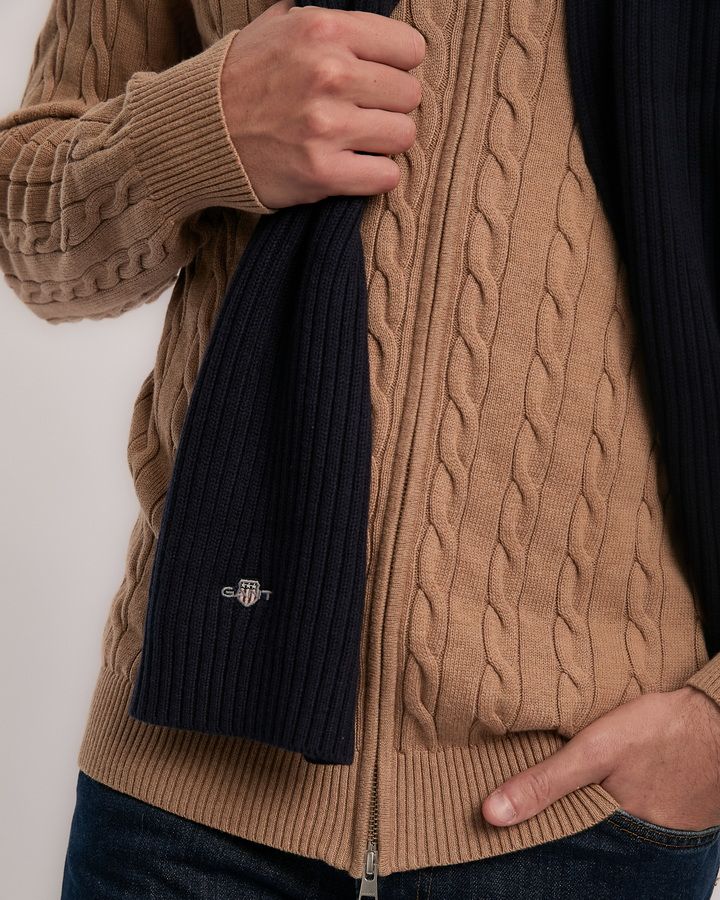 COTTON BLEND LOGO SCARF-MARINE