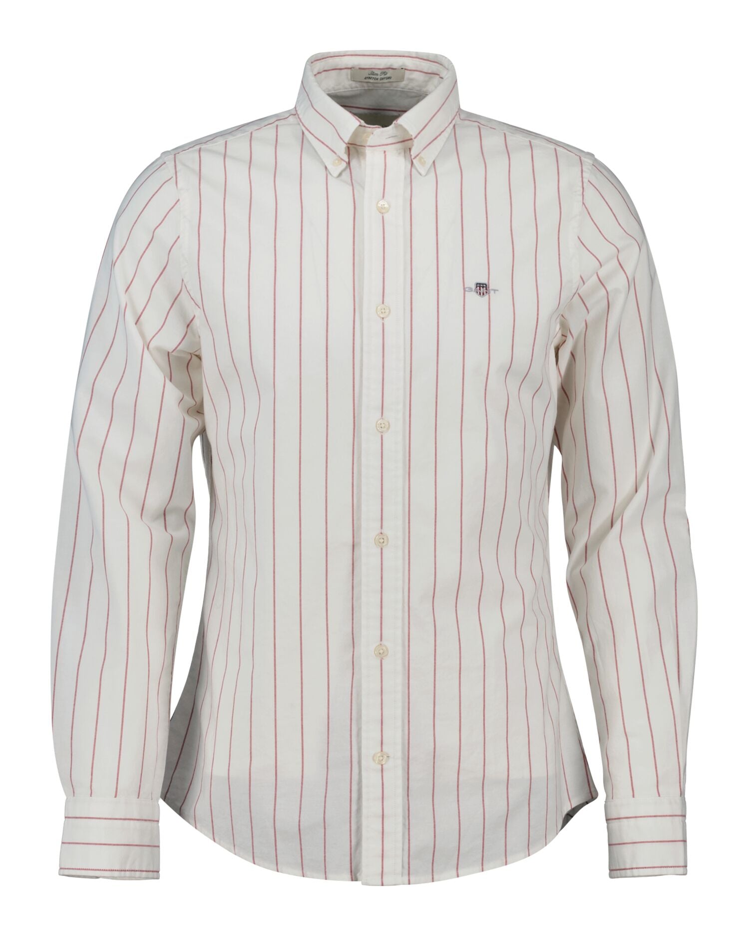 SLIM OXFORD STRETCH STRIPE SHIRT-RUBY RED