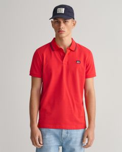 Striped Contrast Collar Piqué Polo Shirt